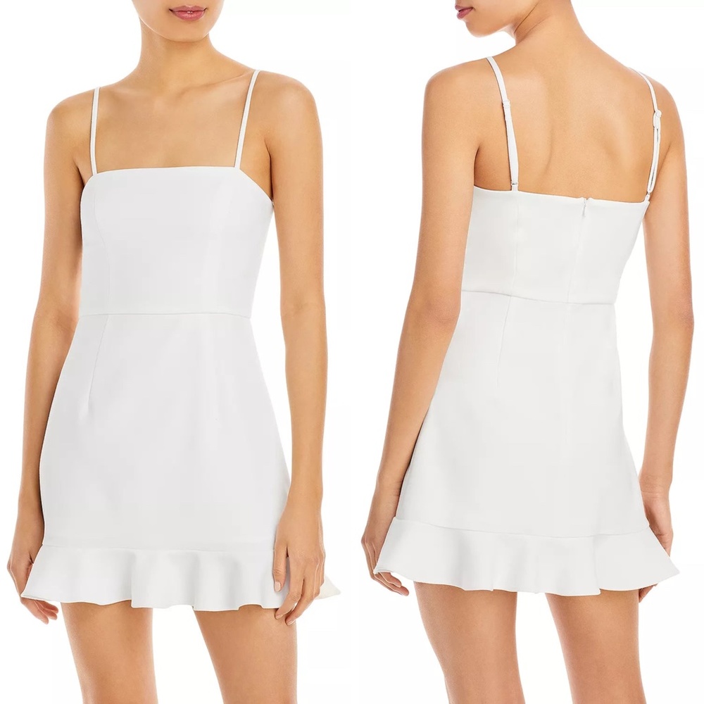 NEW FRENCH CONNECTION Whisper SUMMER WHITE Frill RUFFLE Hem Summer MINI DRESS 8 - Picture 2 of 15